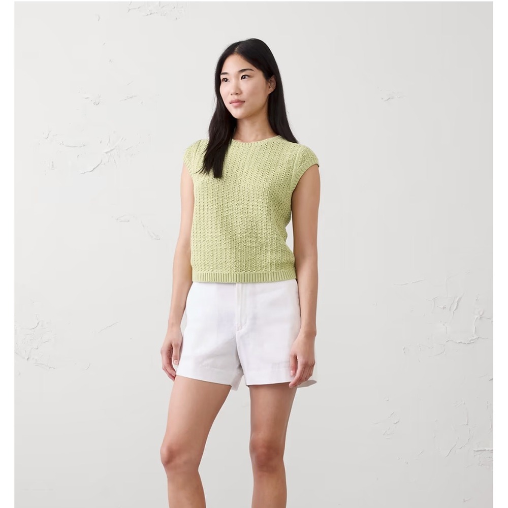 Banana Republic Cotton-Blend Textured Sweater Nile Green 872834-00-1 L